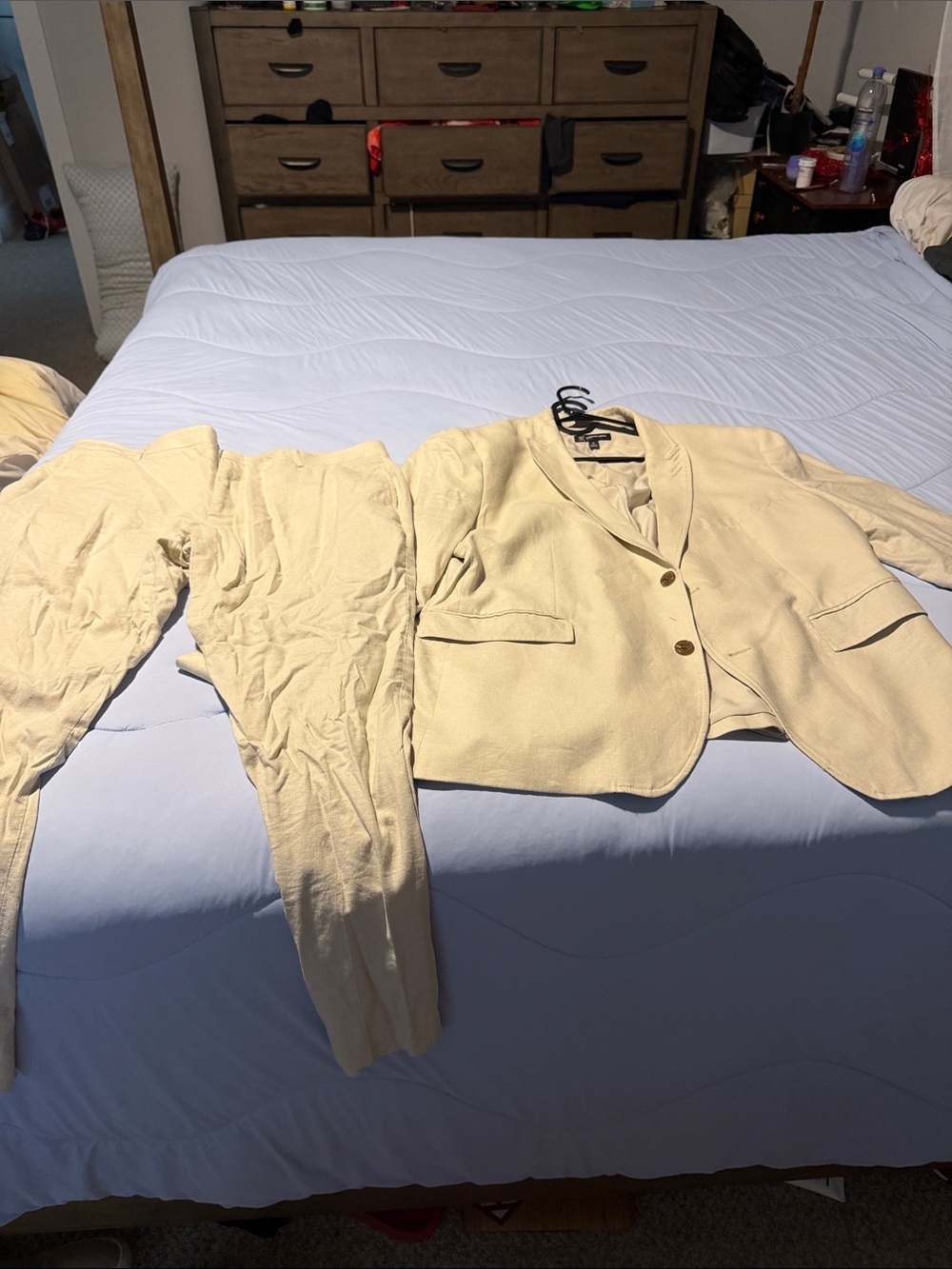 INC International Concepts Cream Two-Piece Suit Jacket & Pants